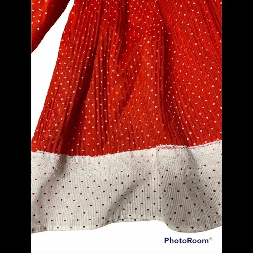 Vtg Sears Perma-Prest Red/White Dot Toddler Dress